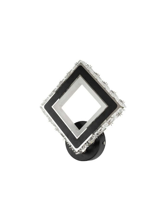 Terrano LED Wall Lamp Crystals Square 24W Cool Warm Neutral Light Black Stainless Steel