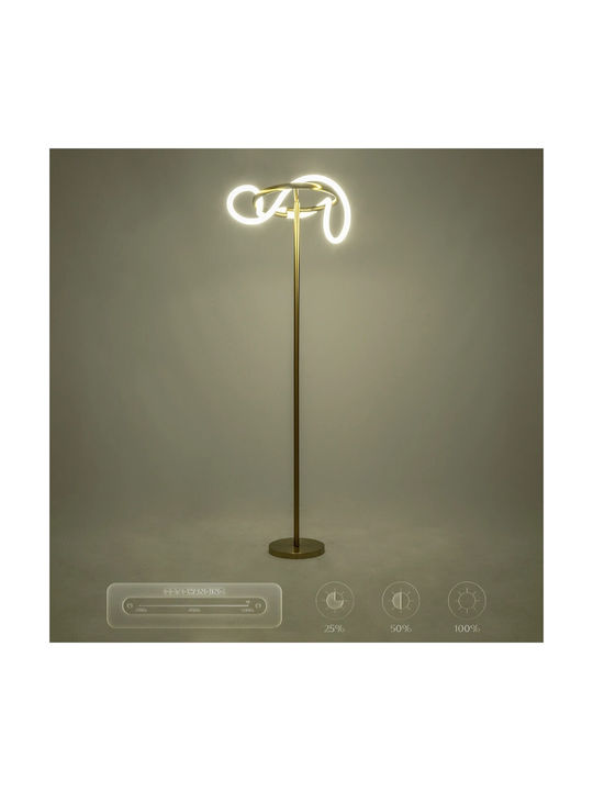 kelvo Glow LED Φωτιστικό Δαπέδου Υ160xΜ45εκ. με Ρυθμιζόμενο Λευκό Φως 3000lm Χρυσό