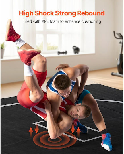 Vevor Wrestling Mat 3x3m Thick Martial Arts Gymnastics Home Waterproof Training Mats PVC Circles Gymnastics Tatami Jiu Jitsu BJJ MMA Judo Boxing Black