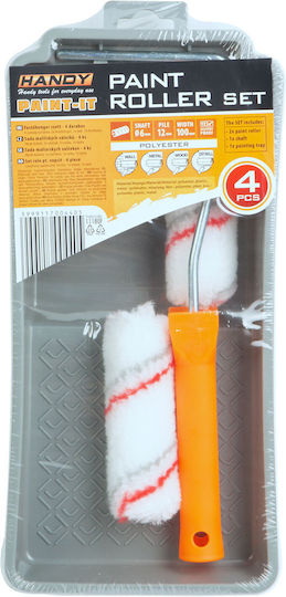 Paint Roller Set 2 X 12 Mm Polyester + Handle Tray 100 Mm