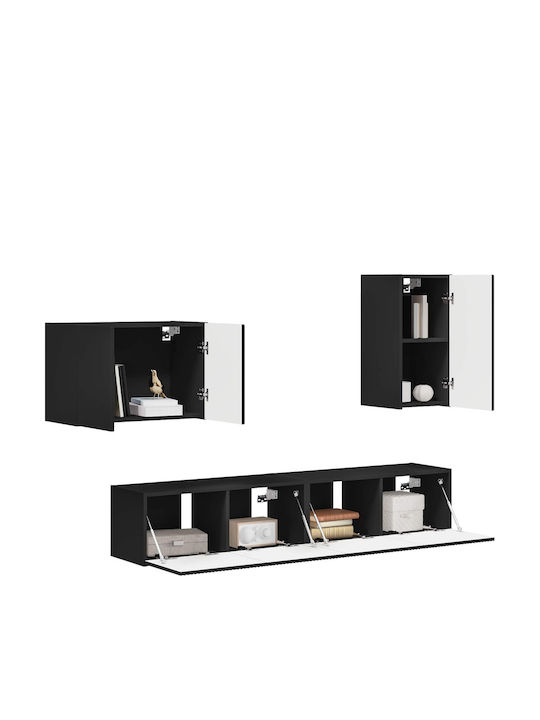 Living Room TV Unit with Lighting Black L78.5xW30xH29.5cm