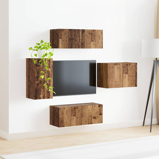 Living Room TV Unit with Lighting Old Wood L78.5xW30xH29.5cm