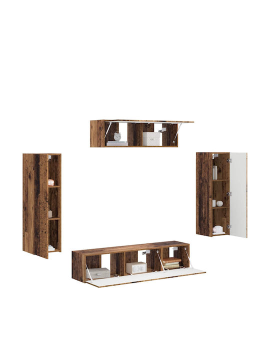 Living Room TV Unit with Lighting Old Wood L30xW31xH100cm