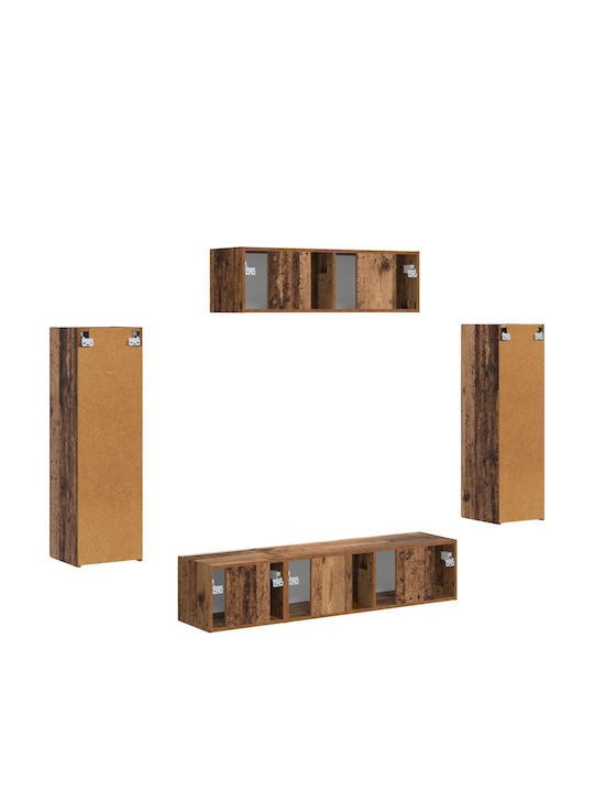 Living Room TV Unit with Lighting Old Wood L30xW31xH100cm