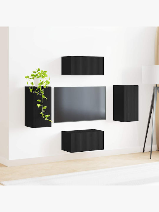 Wohnzimmer TV-Einheit Schwarz mit Beleuchtung M60xB31xH29,5cm