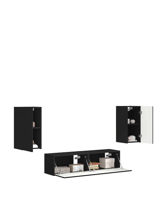 Wohnzimmer TV-Einheit Schwarz mit Beleuchtung M60xB31xH29,5cm