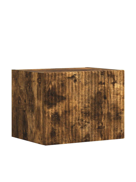 Living Room TV Unit with Showcase & Lighting Smoked Oak L60xW31xH29.5cm