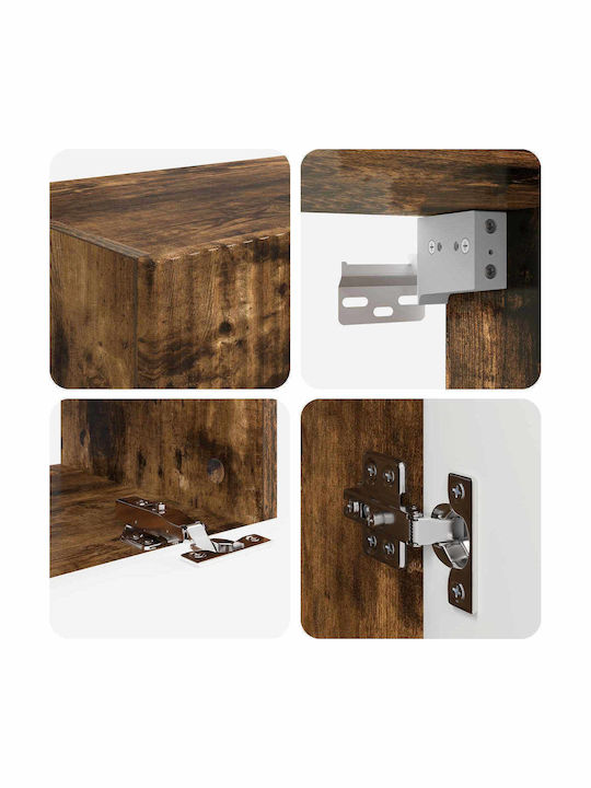 Living Room TV Unit with Showcase & Lighting Smoked Oak L60xW31xH29.5cm