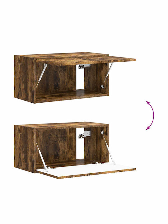Living Room TV Unit with Showcase & Lighting Smoked Oak L60xW31xH29.5cm