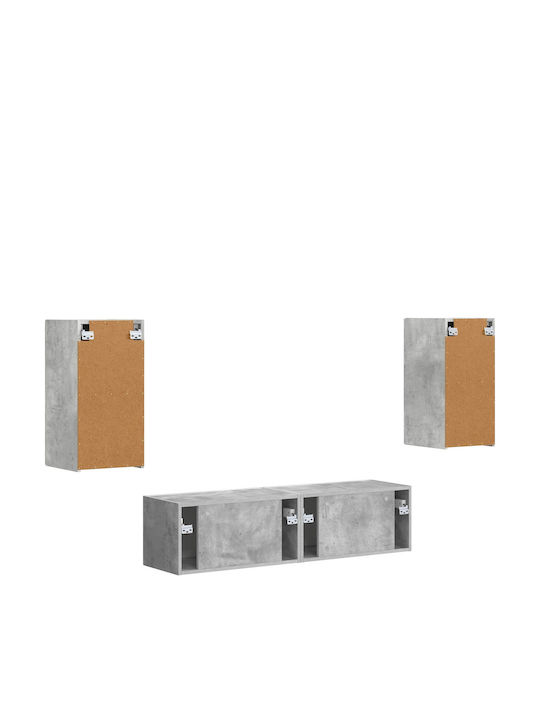 Living Room TV Unit Gray with Lighting M60xW31xH29.5cm