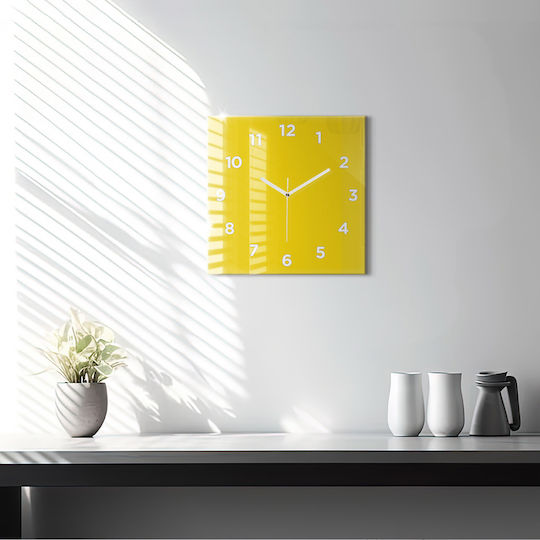 Tulup Silent Wall Clock Glass Yellow 30x30cm