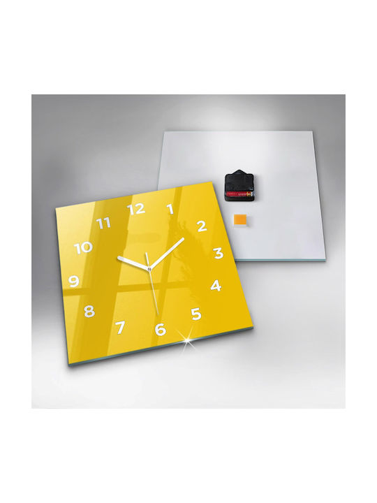 Tulup Leise Wanduhr Glas Gelb 30x30cm