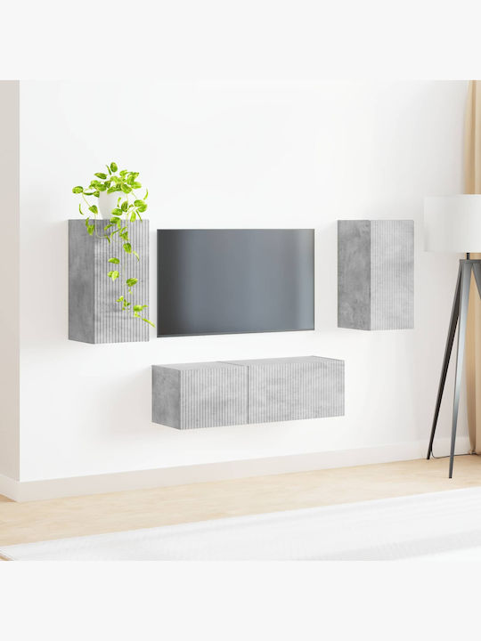 Wohnzimmer TV-Einheit Grey mit Vitrine & Beleuchtung L60xB31xH29.5cm