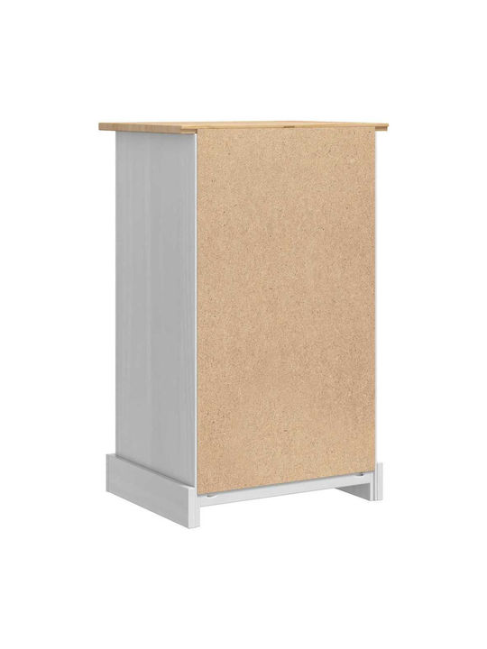 Solid Wood Bedside Table White 53x39x84cm