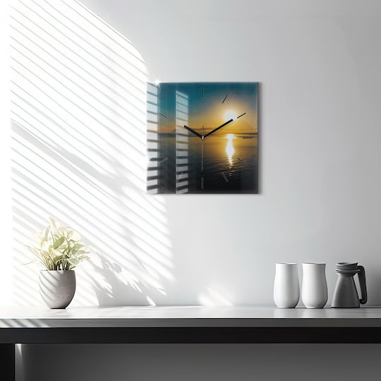 Tulup Αθόρυβο Ρολόι Τοίχου Γυάλινο Κίτρινο 30x30cm