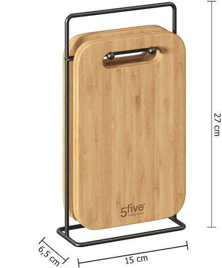 5Five Σετ Επιφάνεια Κοπής από Μπαμπού Καφέ 14x22cm 4τμχ