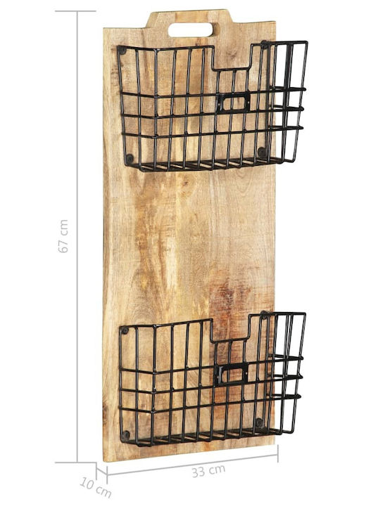 vidaXL Wooden Magazine Rack Brown 33x10x67cm