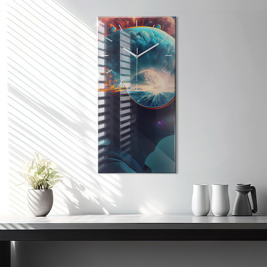Tulup Silent Ceas de Perete Sticlă Albastru 30x60cm