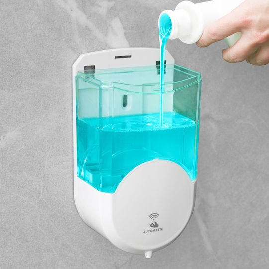 Vog Und Arths Dozator Automat De Săpun Lichid 600 Ml Montat Pe Perete Alimentat Cu Baterii Alb