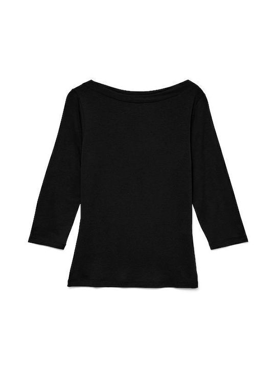 Panda Women's Blouse with 3/4 Sleeve Black