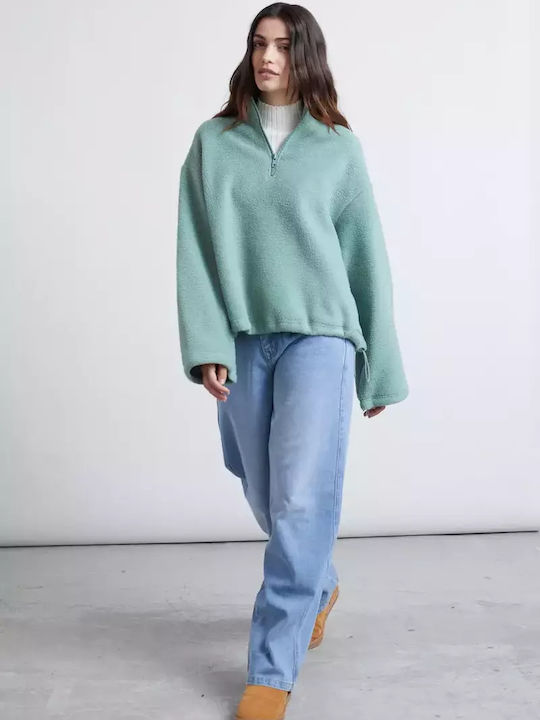 Winterlich Damen Bluse Langärmelig mit V-Ausschnitt Green 50794b
