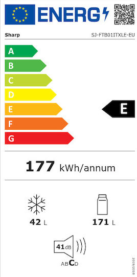 Sharp Ψυγειοκαταψύκτης 213lt Υ145xΠ54xΒ57εκ. Inox SJ-FTB01ITXLE