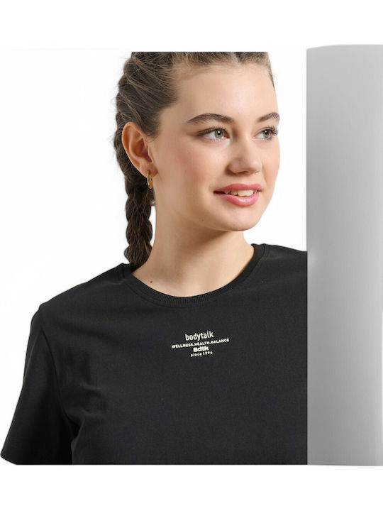Women's Athletic Blouse Short Sleeve Black