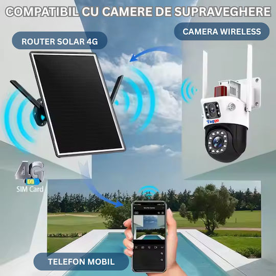 Router Portabil 4G Încărcare Solară 15W Autonomie Baterie 20000 mAh Funcționare 24/7 Ideal pentru Camere de Supraveghere Alte Dispozitive