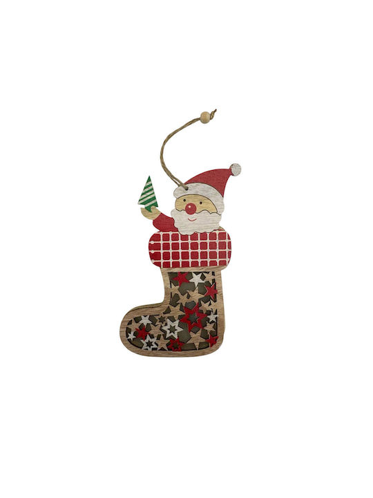 Weihnachtsbaumschmuck Holz Beleuchtetes Stiefel Santa Claus – 15 cm