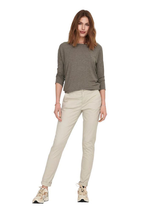 Women's Blouse with 3/4 Sleeve & Boat Neckline Brown