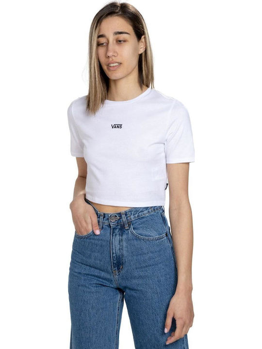 Flying V Crew Γυναικείο Αθλητικό Crop T-shirt Λευκό