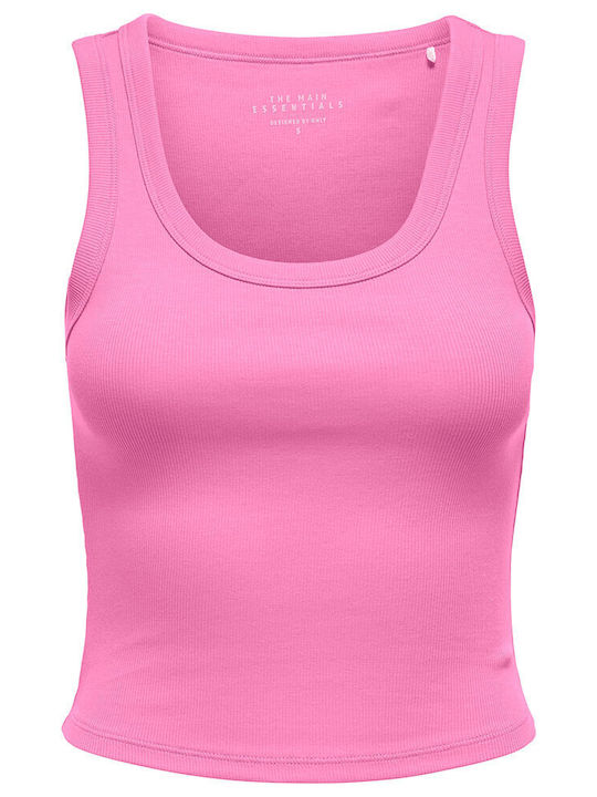 Damen Crop Top Aus Baumwolle Ärmellos Fuchsie