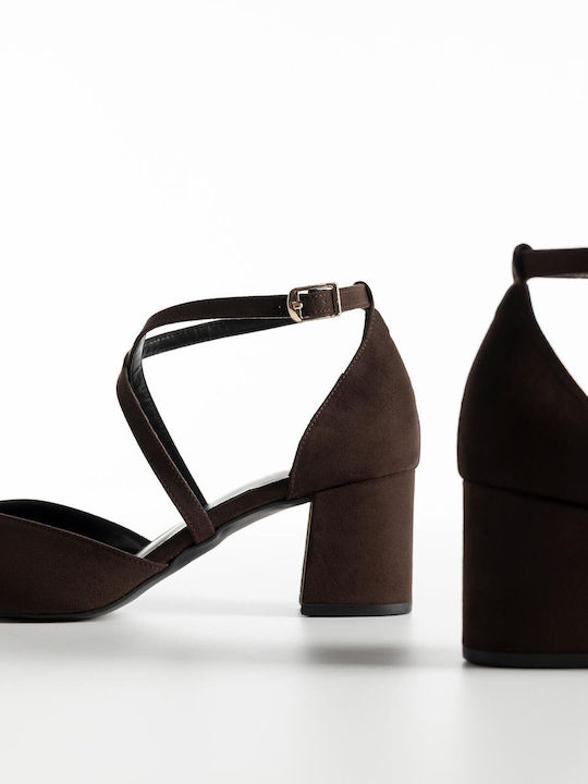Pumps mit Riemchen & Chunky mittelhoher Absatz Braun