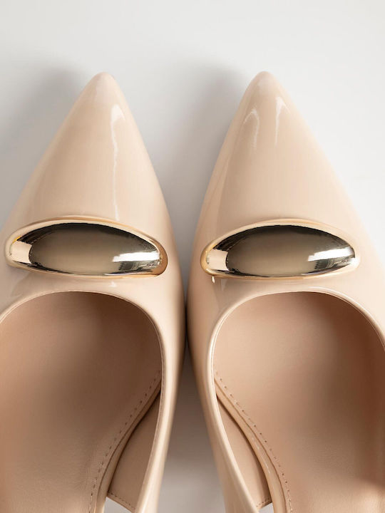 Pumps mit Dünn mittelhohem Absatz Beige