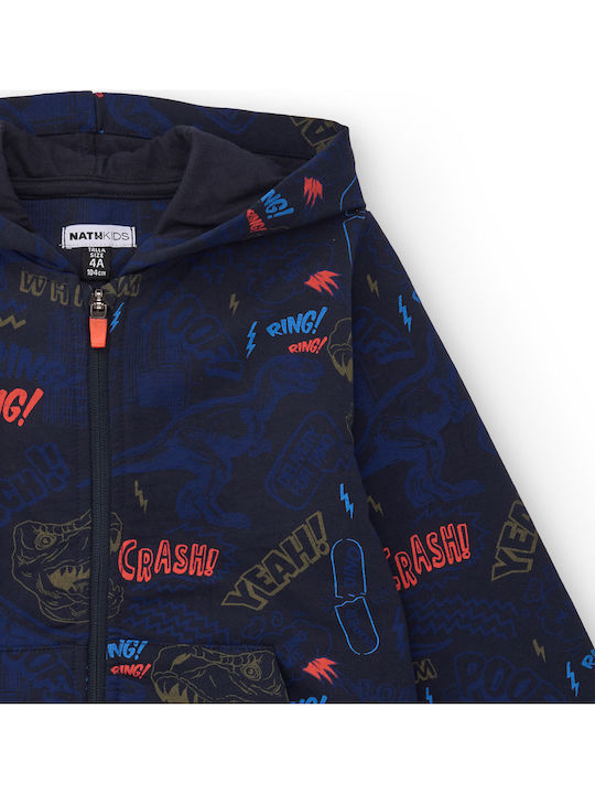 Kids Sweatshirt Cardigan With Hood And Pockets Navy