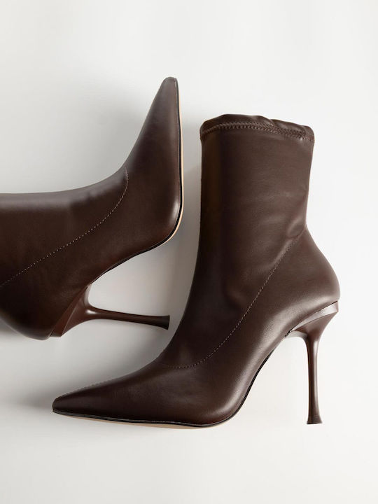Women's Ankle Boots with High Heel Brown