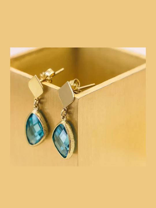 Set mit Halskette , Ohrringe & Ring aus Gold 14K mit Steinen