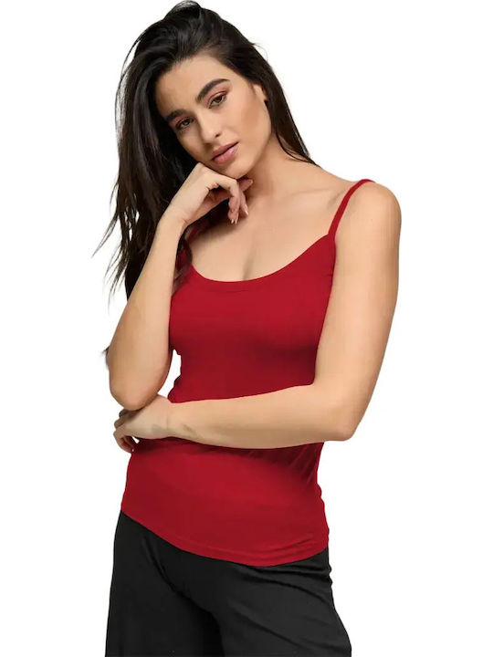 Women's Sports Blouse with Spaghetti Straps Red