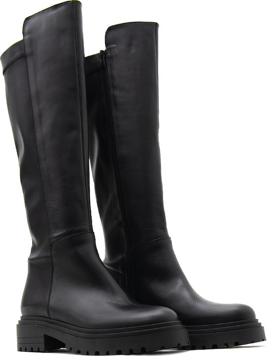 Leder Damenstiefel Schwarz