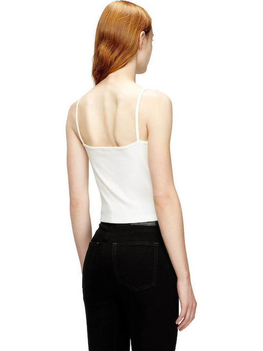Damen Bluse Baumwolle Ärmellos White