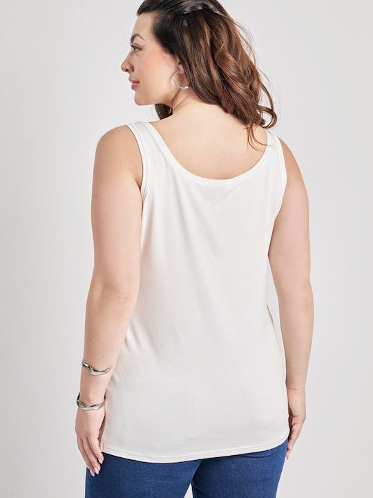 Bluza Damă Fără Mâneci Albă
