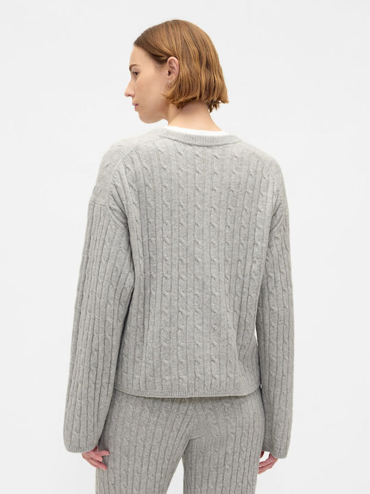 Women's Long Sleeve Crop Cotton Sweater Light Heather Gray