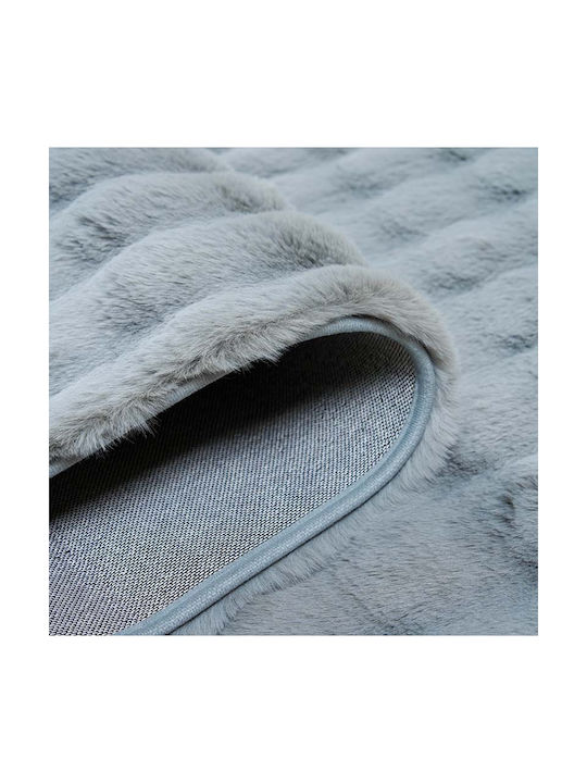 To megalo pazari Anti-slip Rug Rectangular Furry Gray