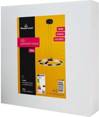 Powertech Ρυθμιζόμενο Κρεμαστό Φωτιστικό Ασημί LED με Φυσικό Λευκό Φως 38x38x120εκ.
