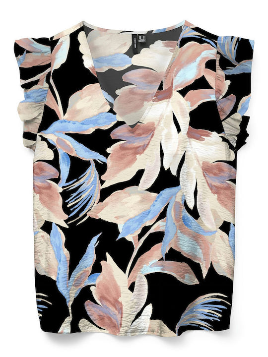 Josie Women's Sleeveless Blouse with V-Neckline Floral Floral