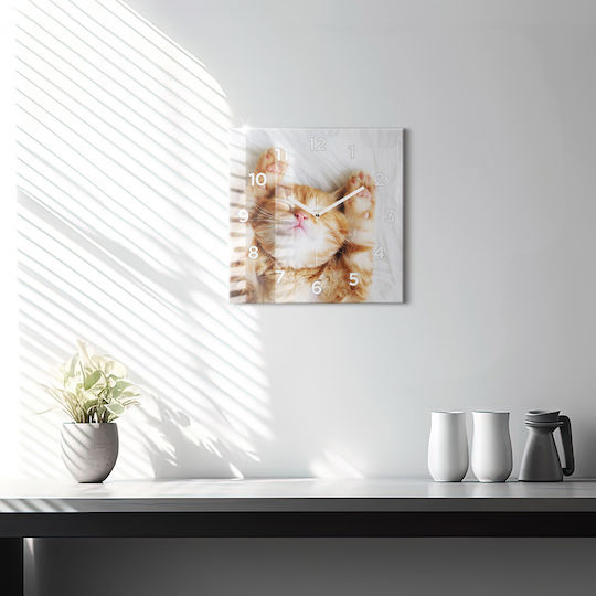 Tulup Ρολόι Τοίχου Γυάλινο Κίτρινο 30x30cm