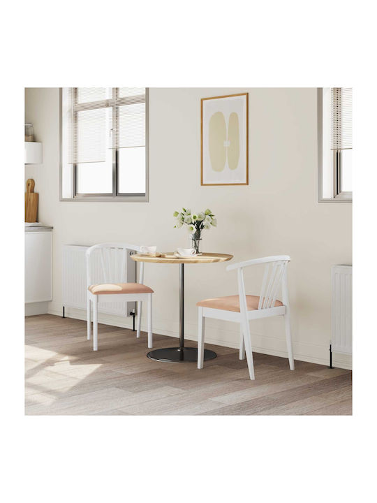 Dining Room Wooden Chair White and Brown 50.5x61x80.5cm 2pcs