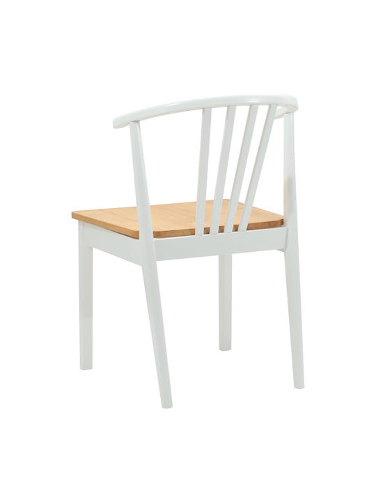 Dining Room Wooden Chair White and Natural 50.5x61x80.5cm 2pcs