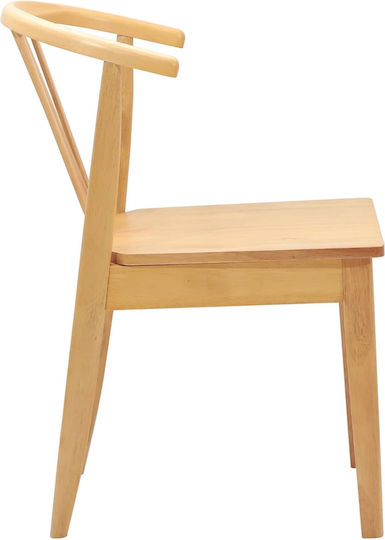 Dining Room Wooden Chair Natural Pure Rubber 50.5x61x80.5cm 2pcs