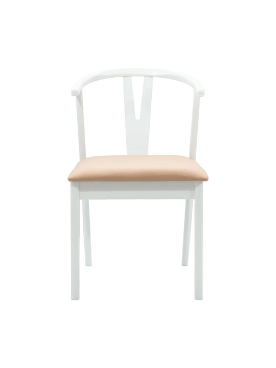 Dining Room Wooden Chair White, Brown 50.5x61x80.5cm 2pcs